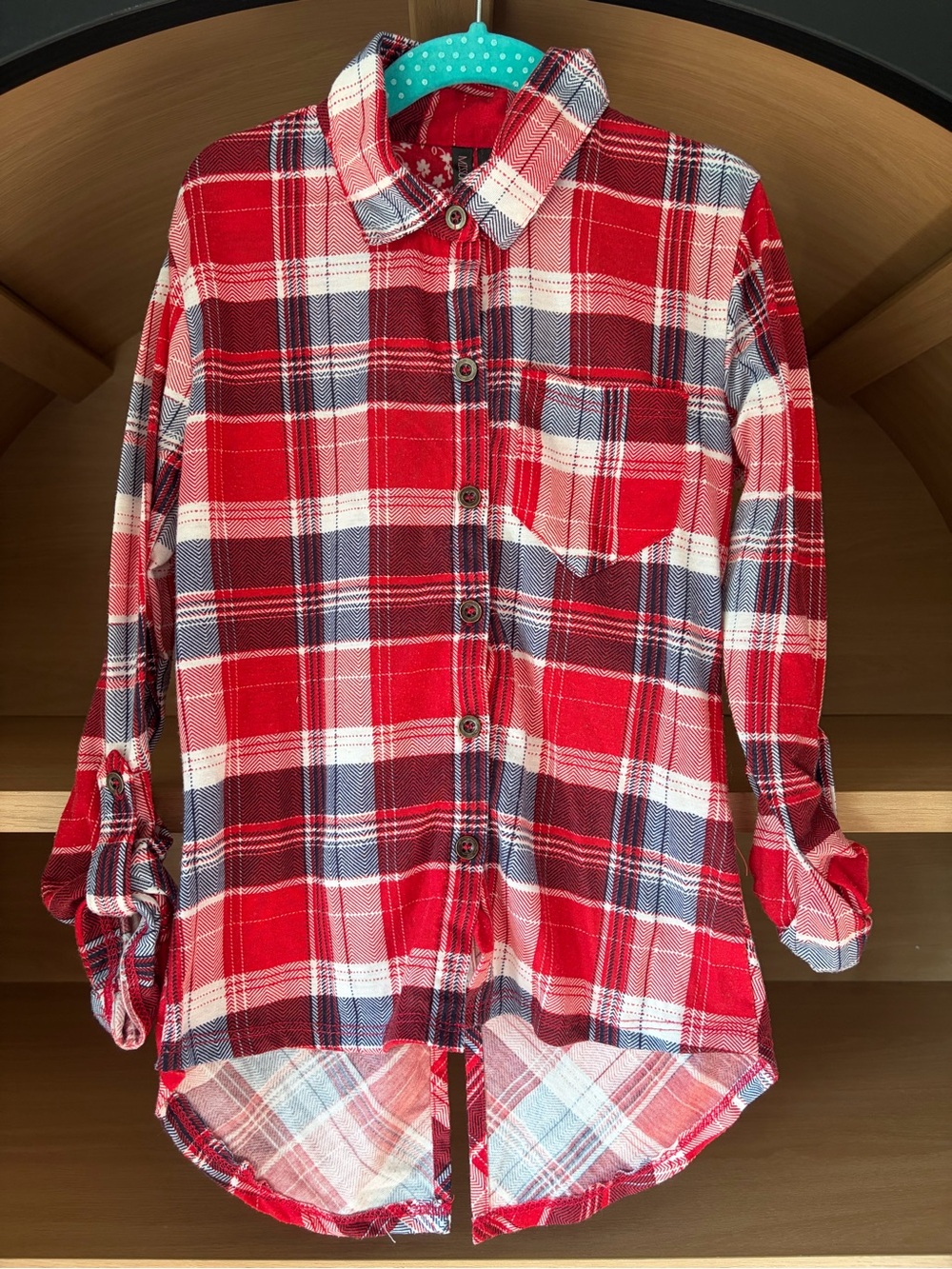✨$4✨Miss Understood• Girls’ Split-Back Flannel Button-Up Shirt | Small